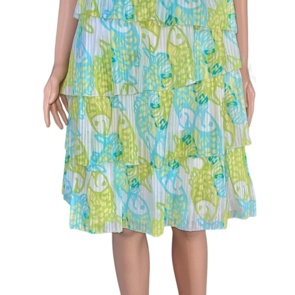 Lilly Pulitzer Arden Dress Off the Hook Fish Print Strapless Ruffle - Picture 4 of 9